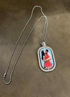 Charm Silver Rectangular Giratorio con Zirconia
