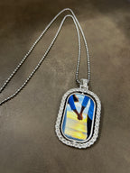 Charm Silver Rectangular Giratorio con Zirconia